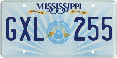 MS license plate GXL255