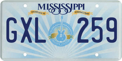 MS license plate GXL259