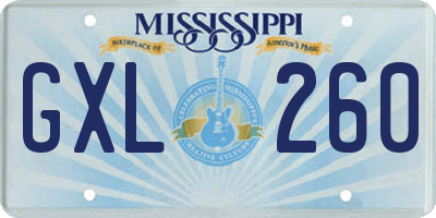 MS license plate GXL260