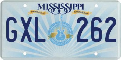 MS license plate GXL262