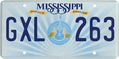 MS license plate GXL263
