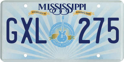 MS license plate GXL275