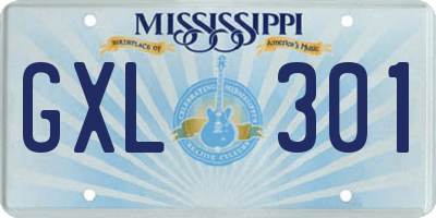 MS license plate GXL301