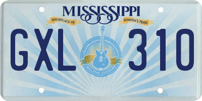 MS license plate GXL310