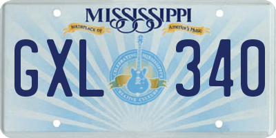 MS license plate GXL340