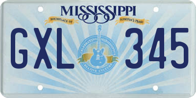 MS license plate GXL345
