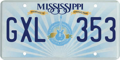 MS license plate GXL353