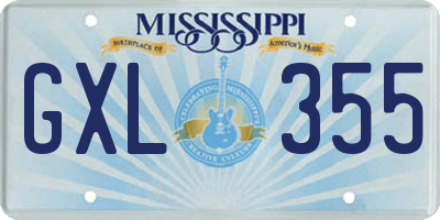 MS license plate GXL355