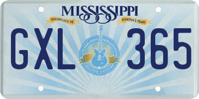 MS license plate GXL365