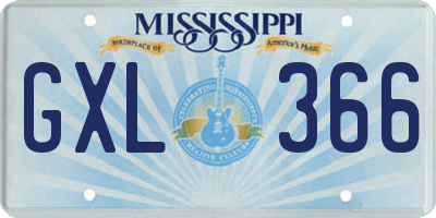 MS license plate GXL366