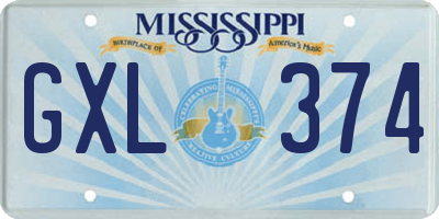 MS license plate GXL374