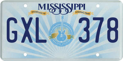 MS license plate GXL378