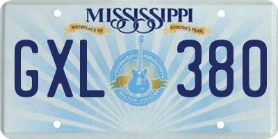 MS license plate GXL380