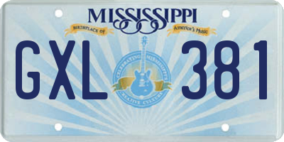 MS license plate GXL381