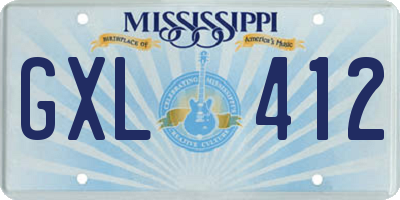 MS license plate GXL412