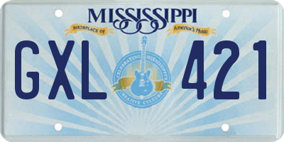MS license plate GXL421