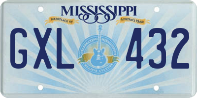 MS license plate GXL432