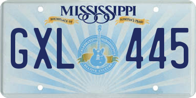 MS license plate GXL445