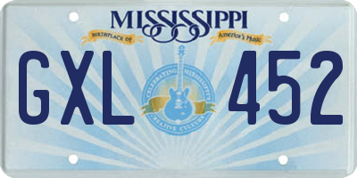 MS license plate GXL452