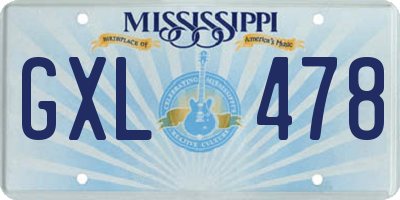 MS license plate GXL478