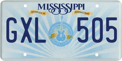 MS license plate GXL505