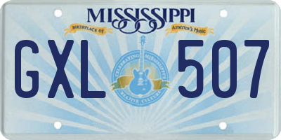 MS license plate GXL507