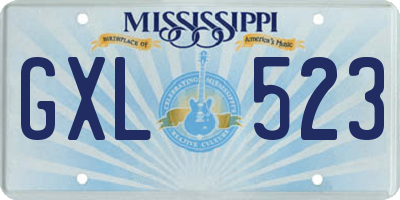 MS license plate GXL523
