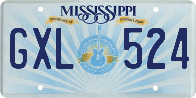 MS license plate GXL524