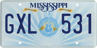 MS license plate GXL531