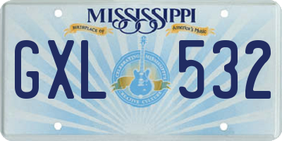MS license plate GXL532