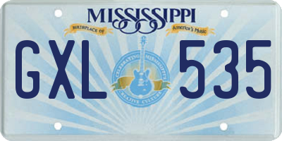 MS license plate GXL535