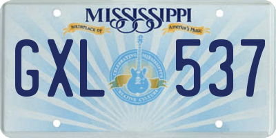 MS license plate GXL537