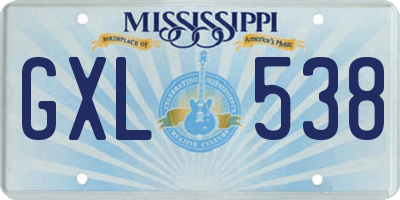 MS license plate GXL538