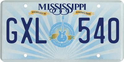 MS license plate GXL540
