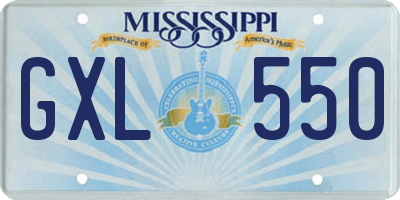 MS license plate GXL550