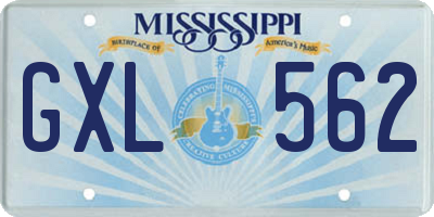 MS license plate GXL562