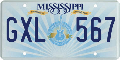 MS license plate GXL567