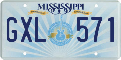 MS license plate GXL571