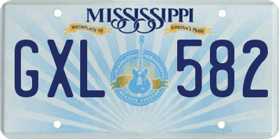 MS license plate GXL582