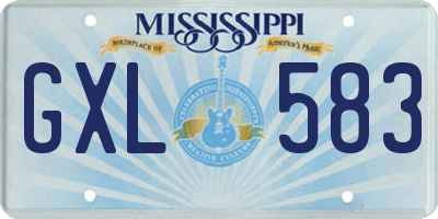 MS license plate GXL583