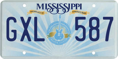 MS license plate GXL587