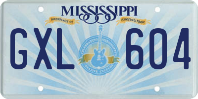 MS license plate GXL604