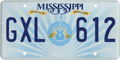 MS license plate GXL612