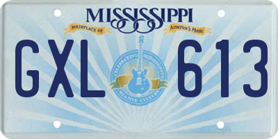 MS license plate GXL613