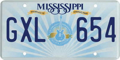MS license plate GXL654
