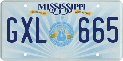 MS license plate GXL665