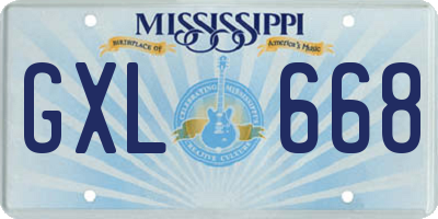 MS license plate GXL668