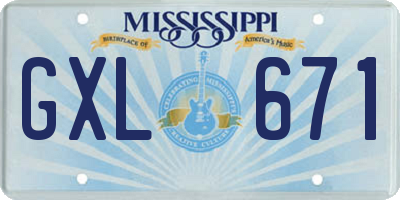 MS license plate GXL671