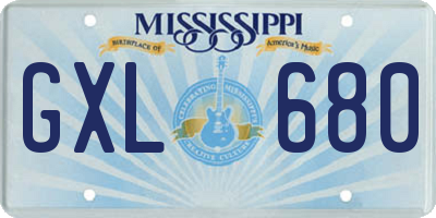 MS license plate GXL680