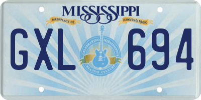 MS license plate GXL694